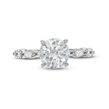 Alternating Marquise and Round Diamond Engagement Setting In White Gold 14K