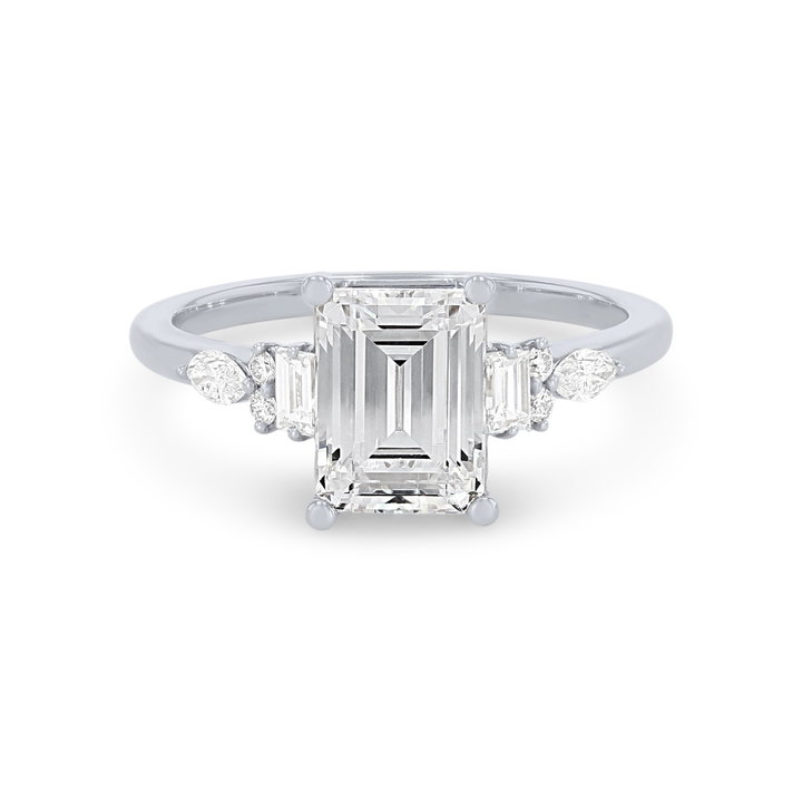 Mixed Diamond Cathedral Engagement Setting In White Gold 14K