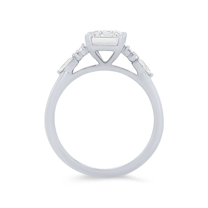 Mixed Diamond Cathedral Engagement Setting In White Gold 14K