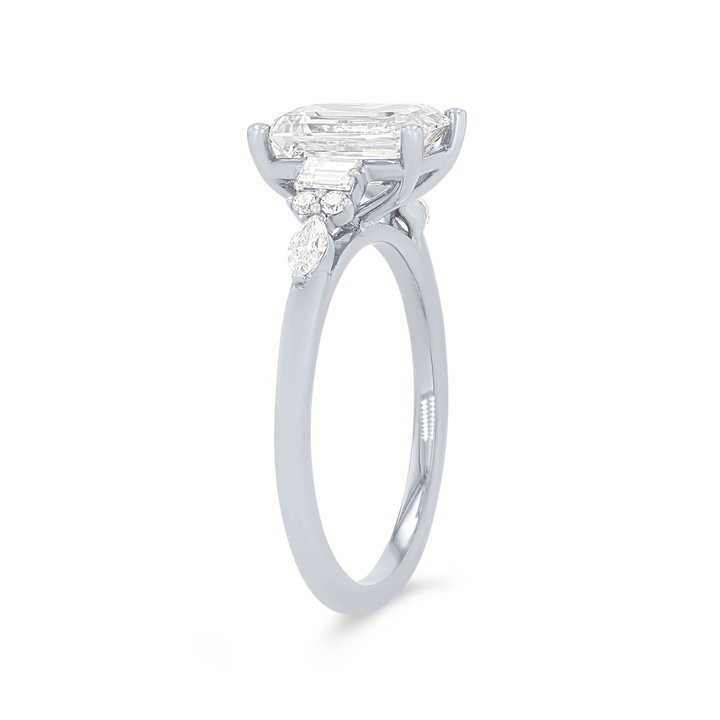 Mixed Diamond Cathedral Engagement Setting In White Gold 14K