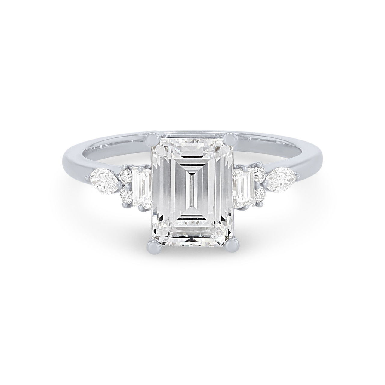 Mixed Diamond Cathedral Engagement Setting