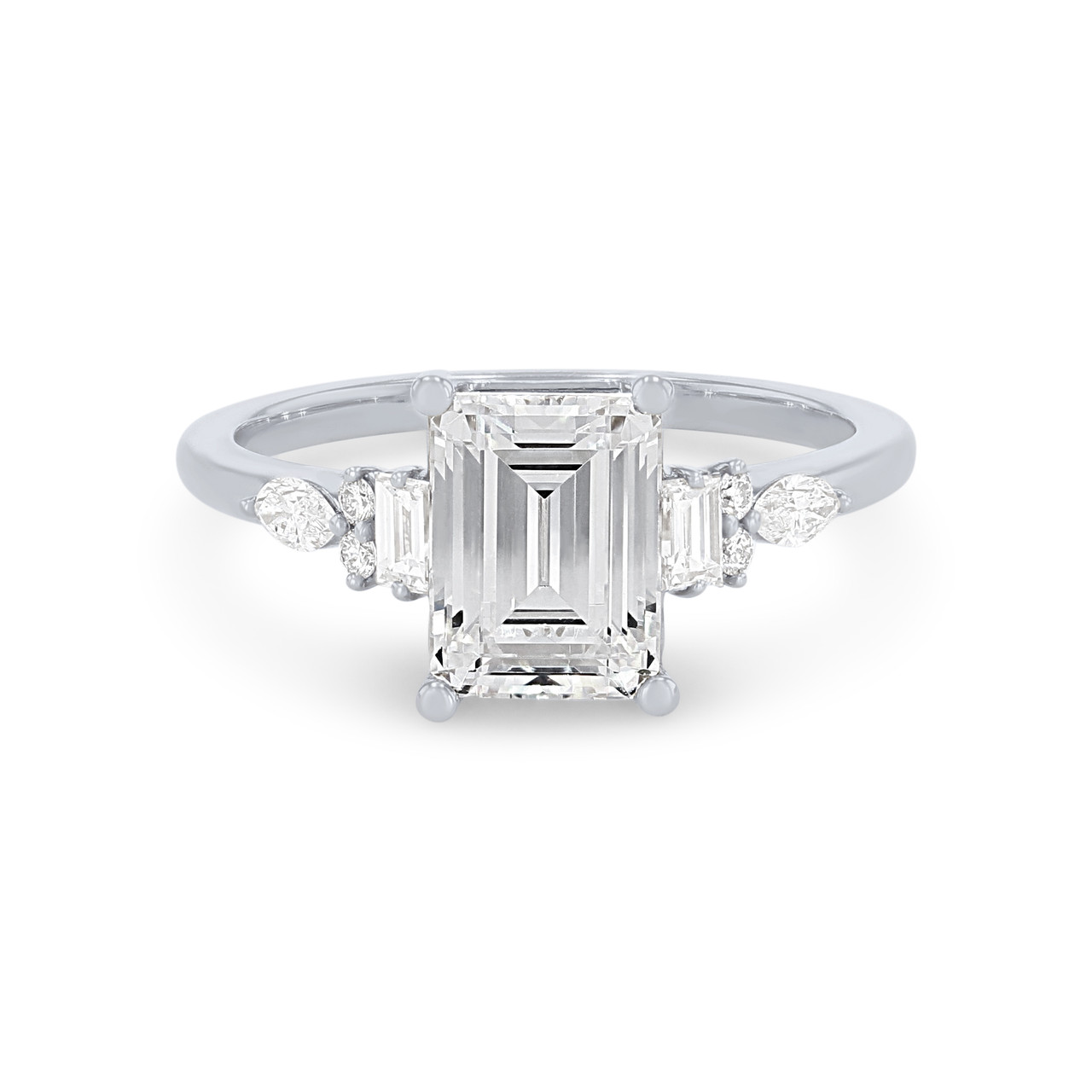 Mixed Diamond Cathedral Engagement Setting