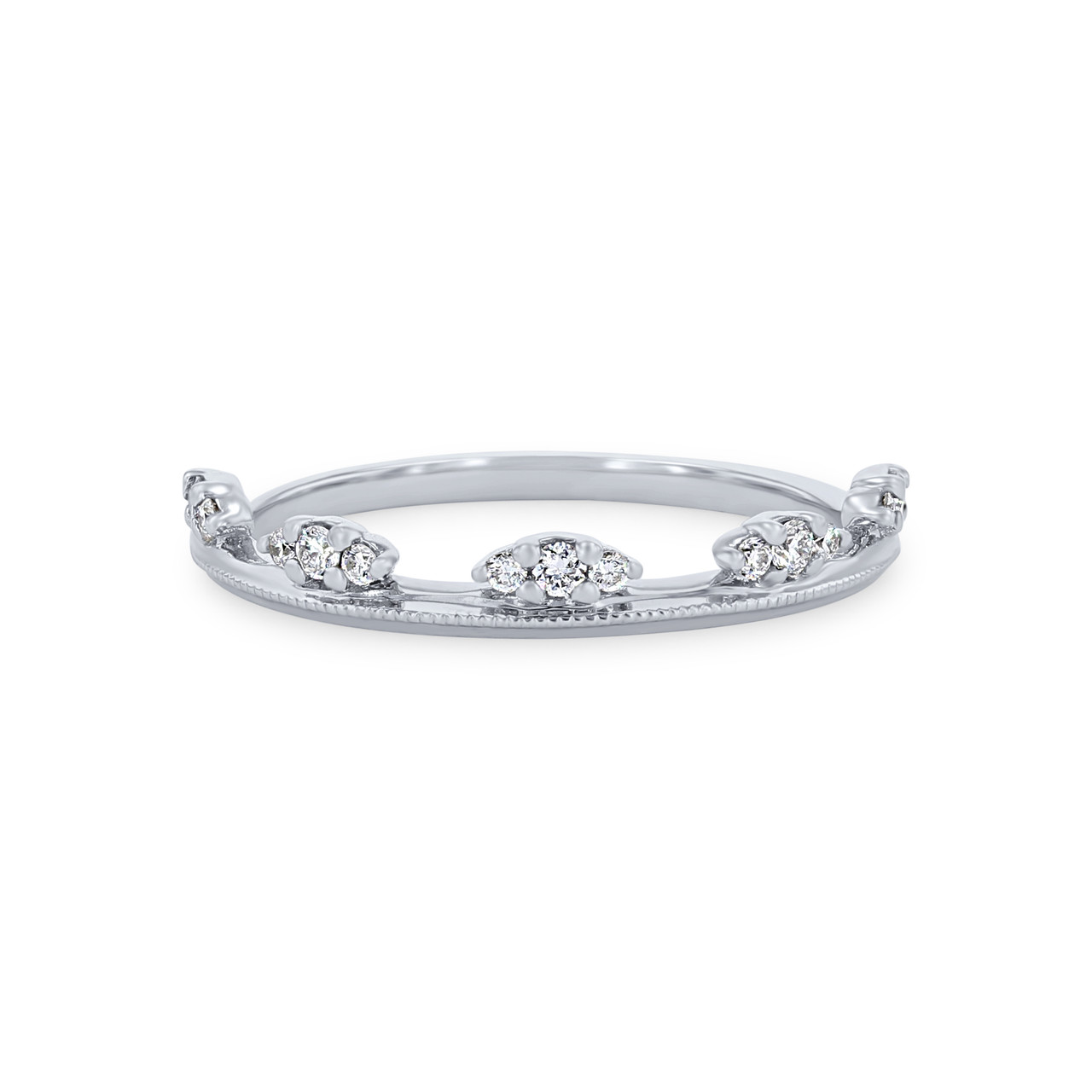 Diamond Tiara Milgrain Wedding Band