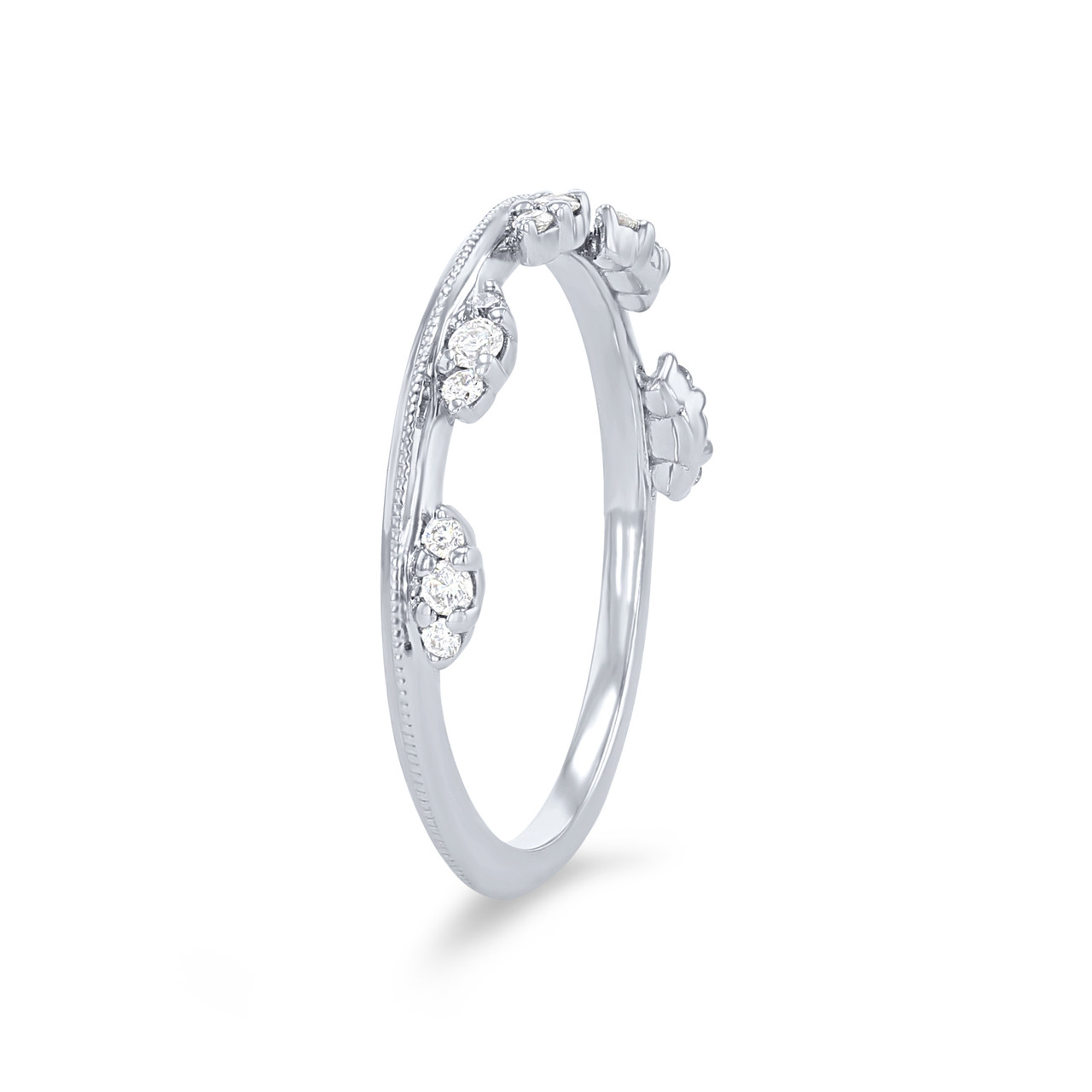 Diamond Tiara Milgrain Wedding Band