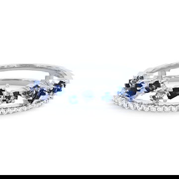 Uneek Two Row Scatter Sapphire and Diamond Wedding Band