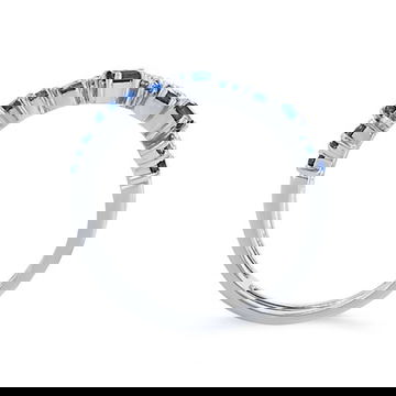 Uneek Two Row Scatter Sapphire and Diamond Wedding Band