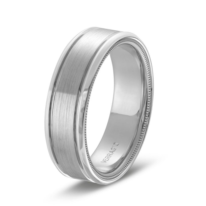 Verragio Matte Groove 7mm Wedding Band In White Gold 14K