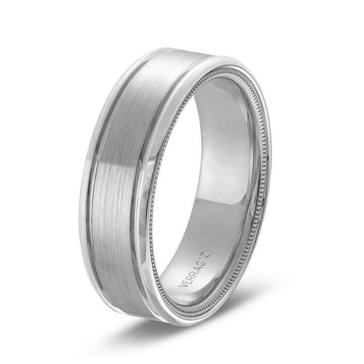 Verragio Matte Groove 7mm Wedding Band In White Gold 14K