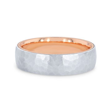 Verragio Two Tone Hammer Wedding Band In White Gold 14K