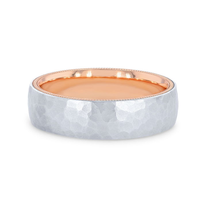 Verragio Two Tone Hammer Wedding Band In White Gold 14K