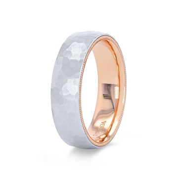Verragio Two Tone Hammer Wedding Band In White Gold 14K
