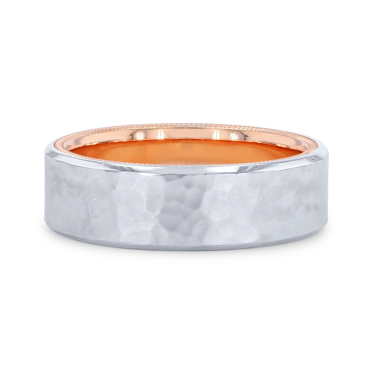 Verragio Two Tone Inlay Hammer Wedding Band 0