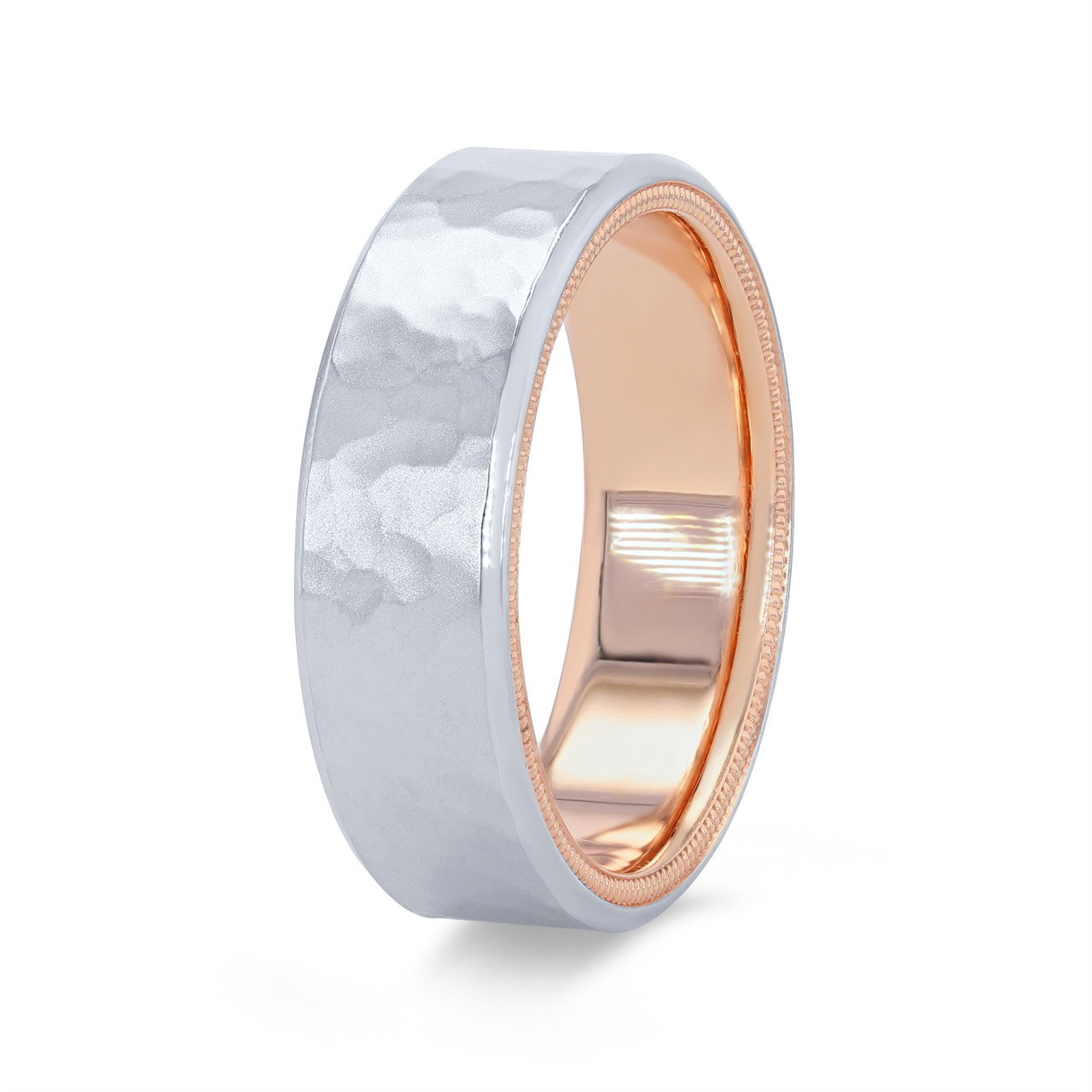 Verragio Two Tone Inlay Hammer Wedding Band 1