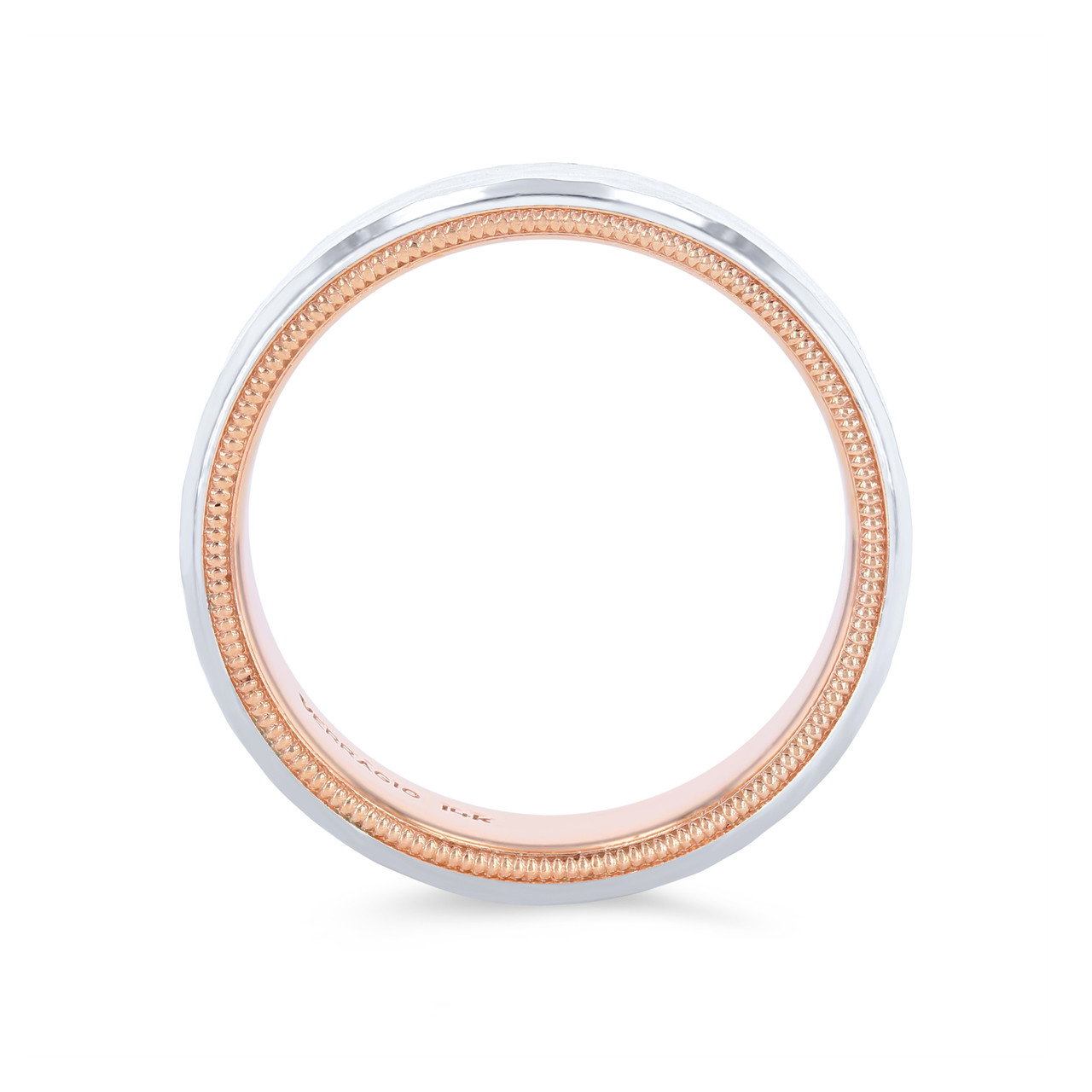 Verragio Two Tone Inlay Hammer Wedding Band 2