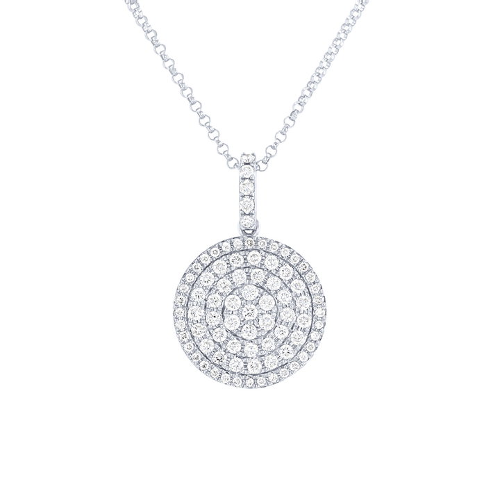 Pave Diamond Disc Pendant In White Gold 14K