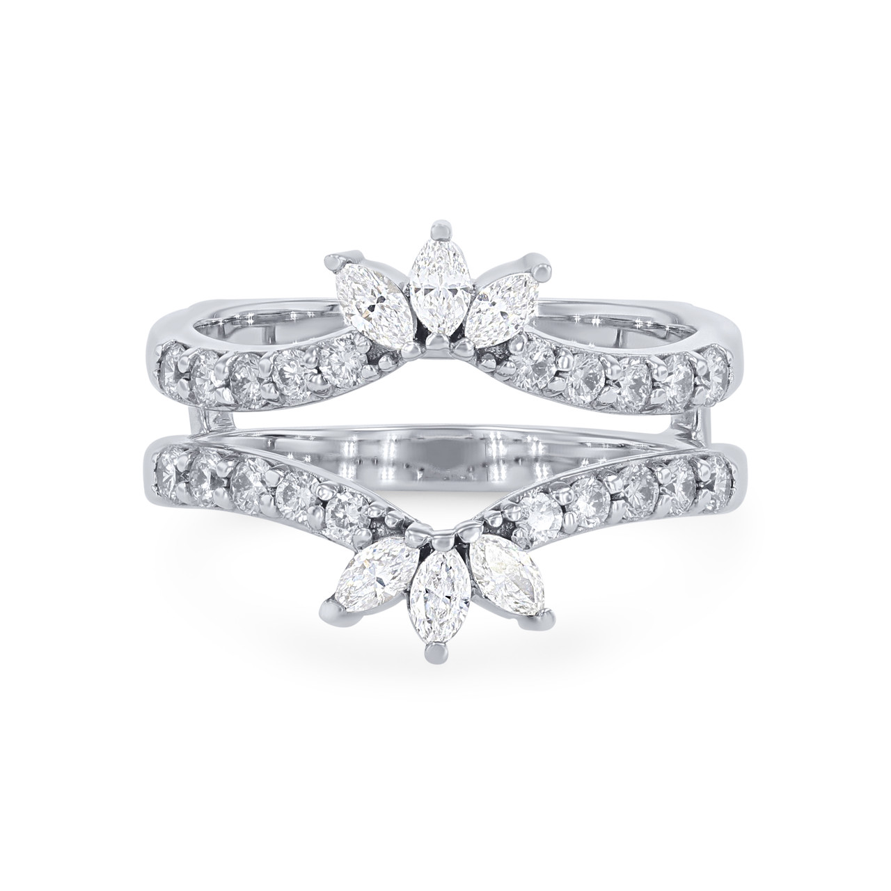 Open Pear and Round Diamond Ring Guard