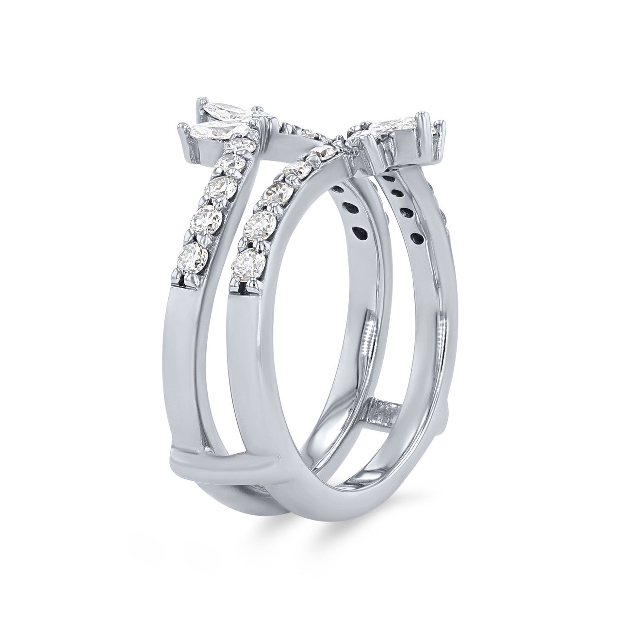 Open Pear and Round Diamond Ring Guard