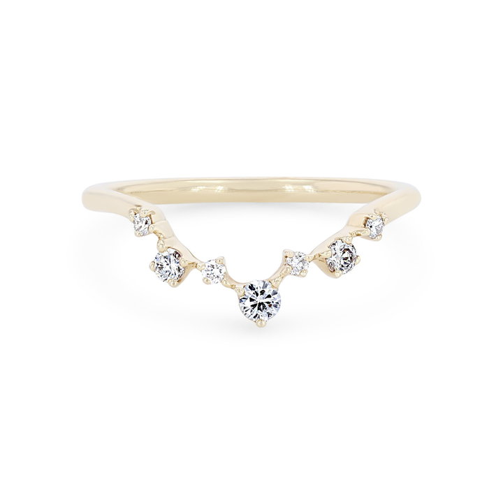 Contour Scatter Diamond Wedding Band In White Gold 14K