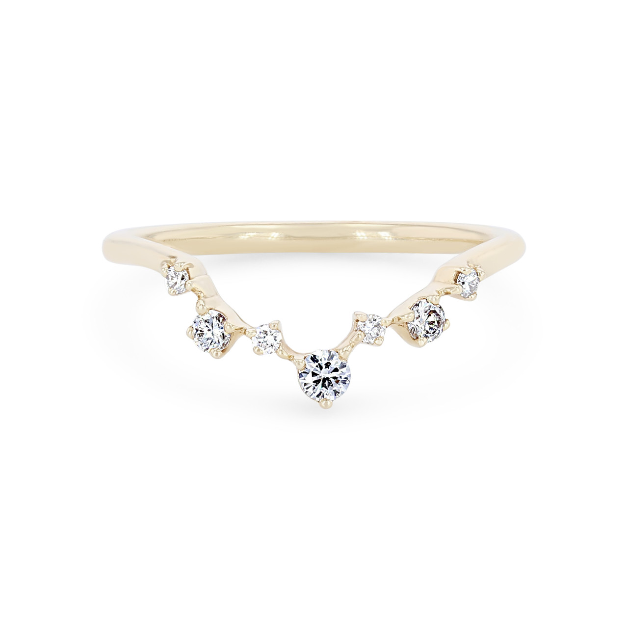 Contour Scatter Diamond Wedding Band