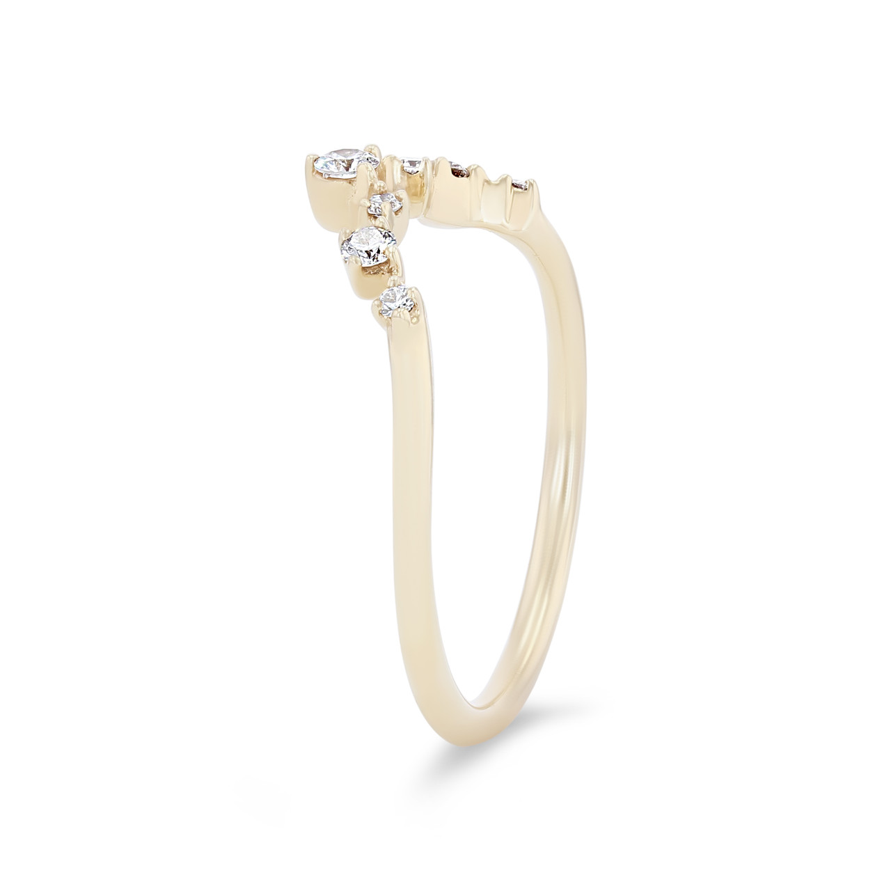 Contour Scatter Diamond Wedding Band