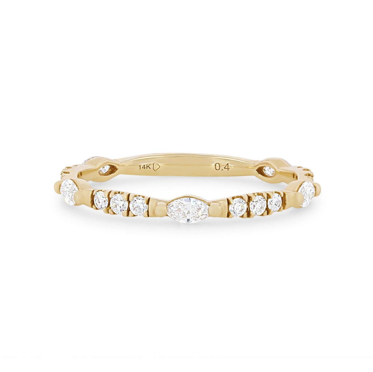 Marquise and Round Diamond Station Wedding Band 0