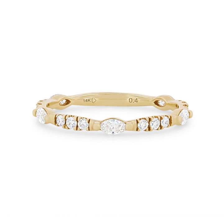 Platinum Marquise and Round Diamond Station Wedding Band