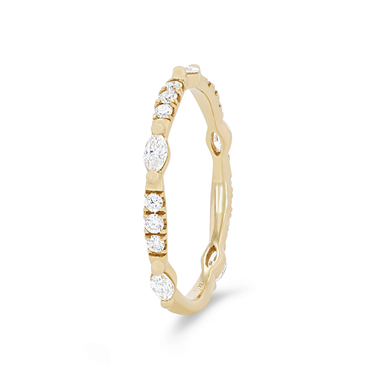 Marquise and Round Diamond Station Wedding Band