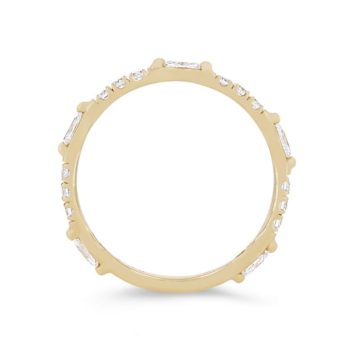 Platinum Marquise and Round Diamond Station Wedding Band