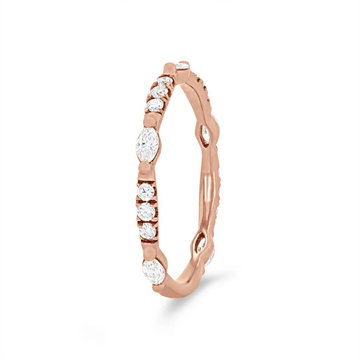 Marquise and Round Diamond Station Wedding Band In Rose Gold 14K