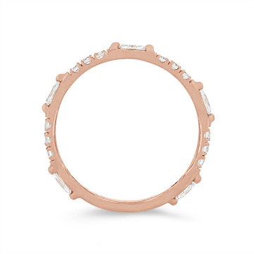 Marquise and Round Diamond Station Wedding Band In Rose Gold 14K