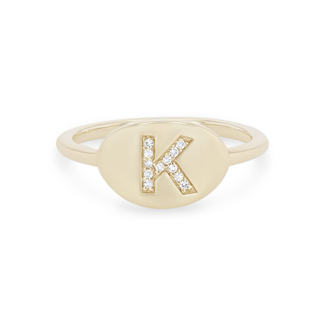 Diamond Initial "K" Signet Ring