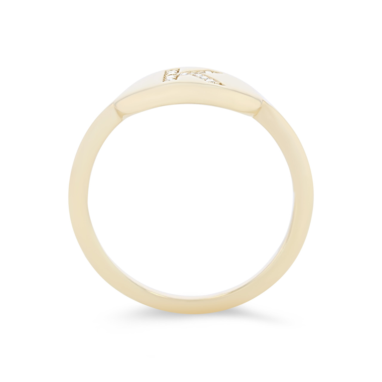 Diamond Initial "K" Signet Ring