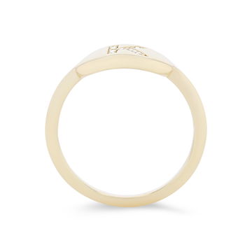 Diamond Initial "K" Signet Ring In Yellow Gold 14K