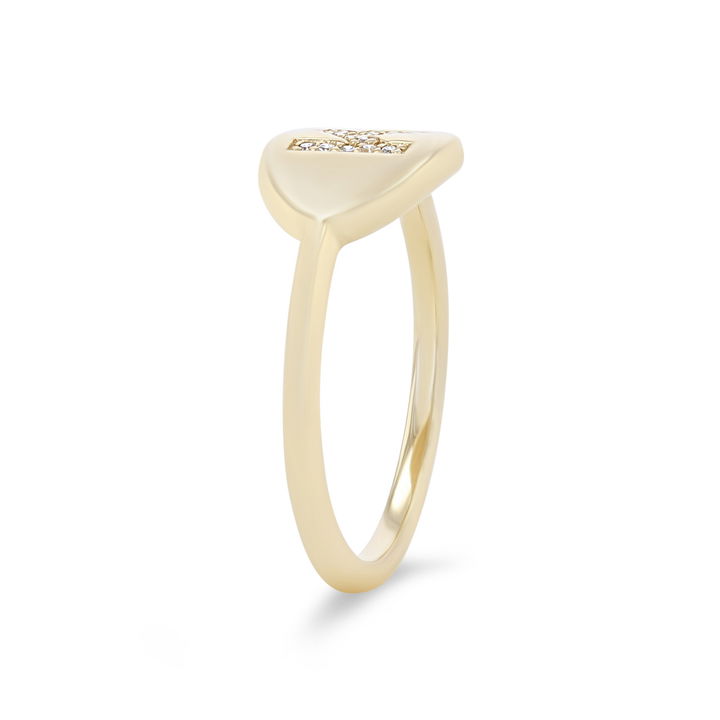 Diamond Initial "K" Signet Ring In Yellow Gold 14K