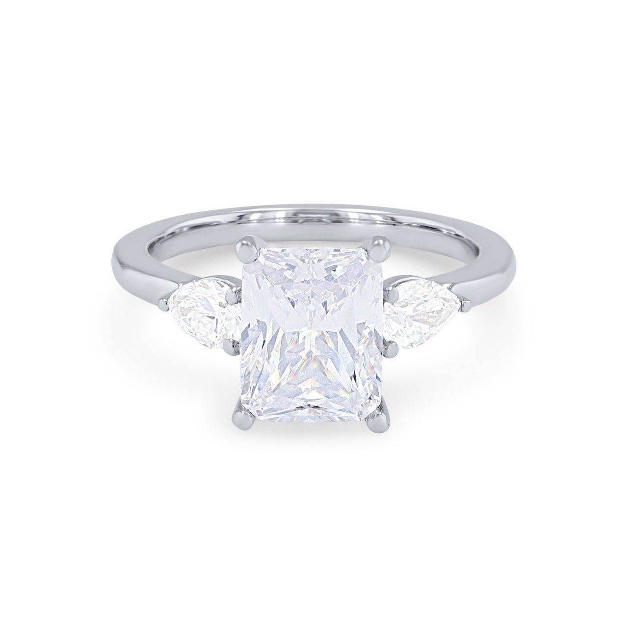 Three Stone Pear Diamond Four Prong Engagement Setting