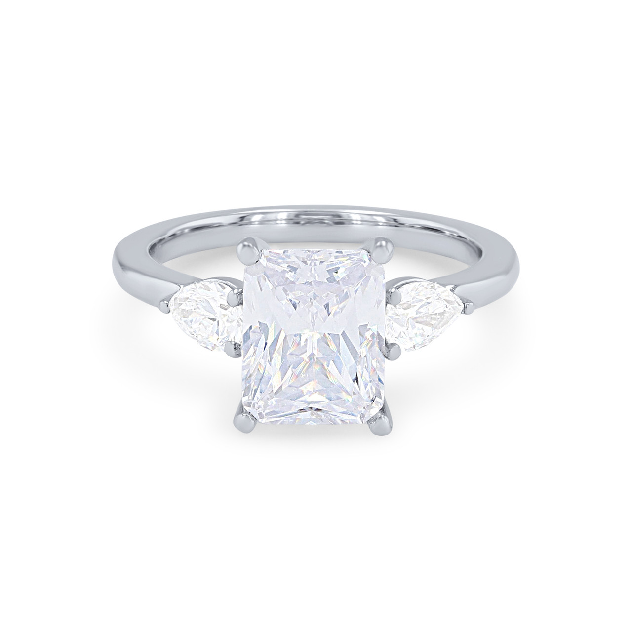 Three Stone Pear Diamond Four Prong Engagement Setting 0