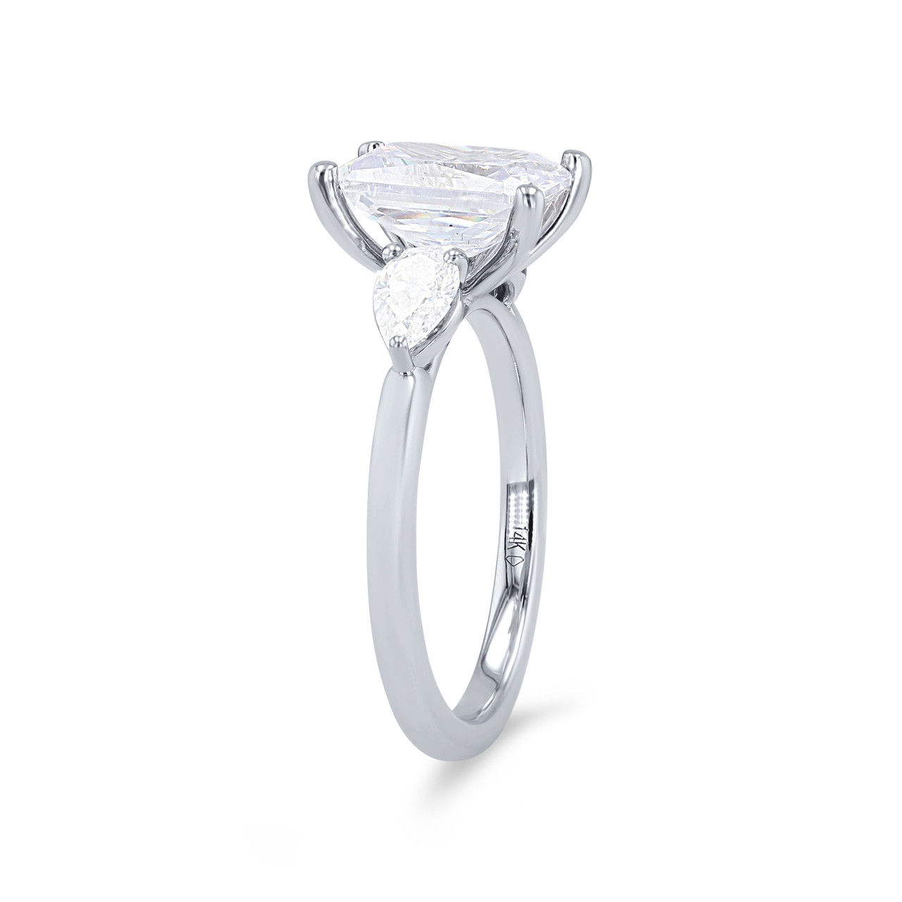 Three Stone Pear Diamond Four Prong Engagement Setting 1