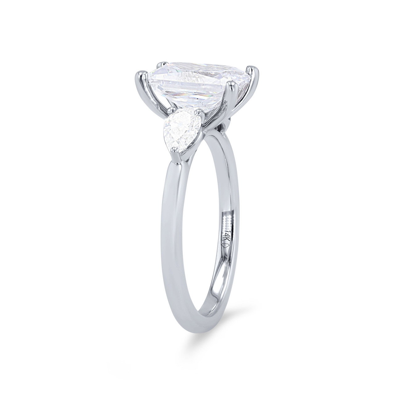 Three Stone Pear Diamond Four Prong Engagement Setting 1