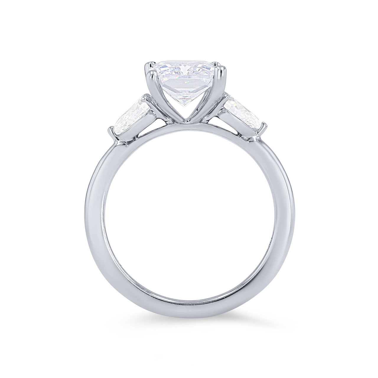 Three Stone Pear Diamond Four Prong Engagement Setting 2