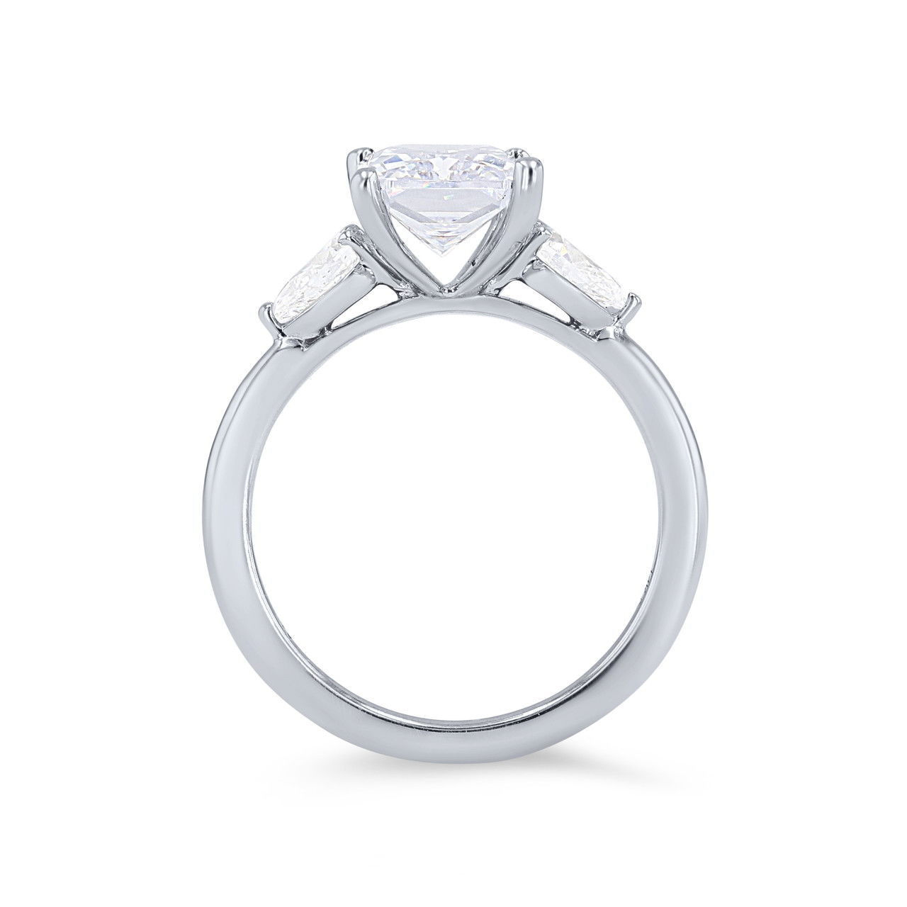 Three Stone Pear Diamond Four Prong Engagement Setting