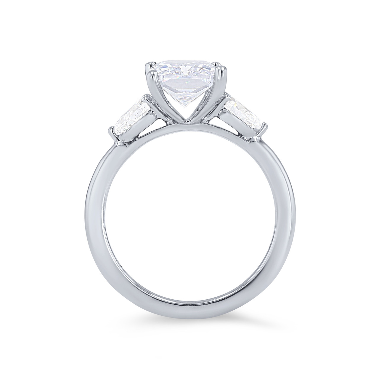 Three Stone Pear Diamond Four Prong Engagement Setting 2