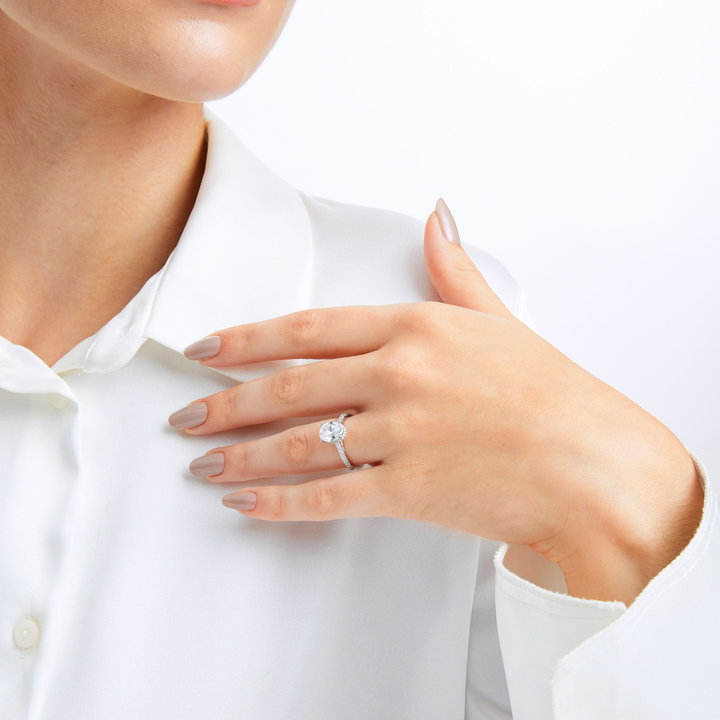 Simon G. Hidden Oval Halo Engagement Setting In Rose Gold 18K