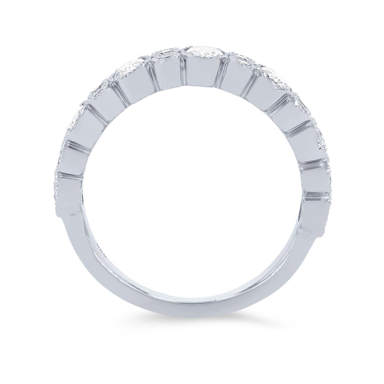Alternating Diamond Bezel Milgrain Wedding Band