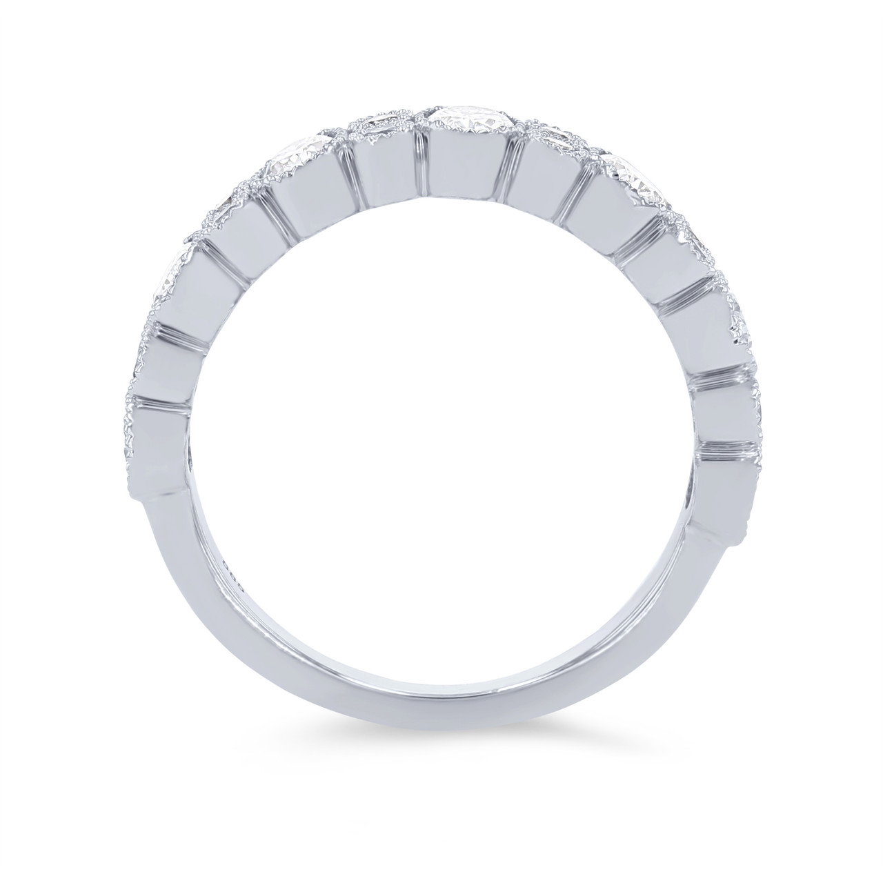 Alternating Diamond Bezel Milgrain Wedding Band