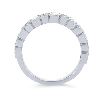 Alternating Diamond Bezel Milgrain Wedding Band In White Gold 14K