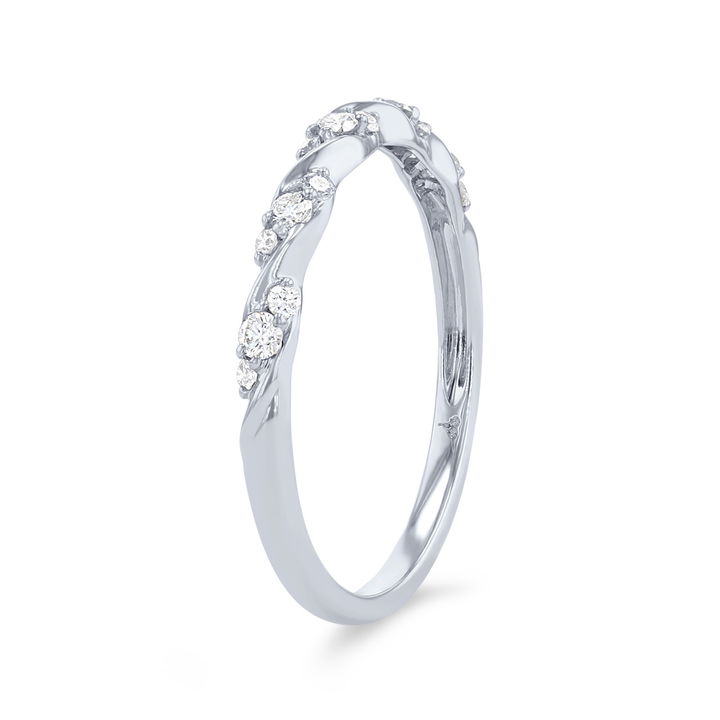 White Gold 14K Graduated Diamond Twist Wedding Band