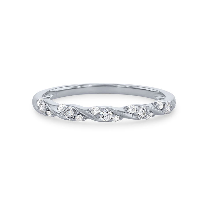 White Gold 14K Graduated Diamond Twist Wedding Band