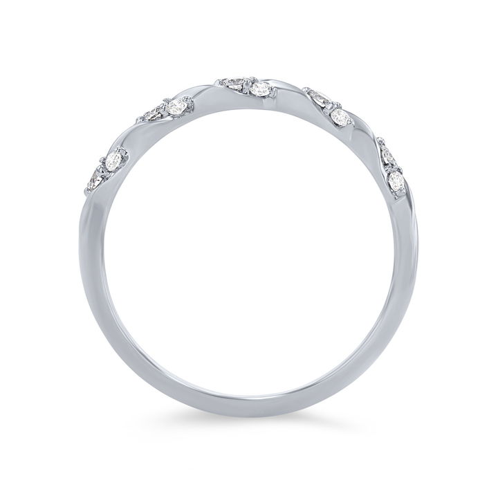 White Gold 14K Graduated Diamond Twist Wedding Band
