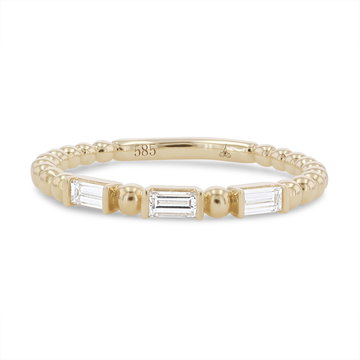 Beaded Baguette Diamond Wedding Band In White Gold 14K