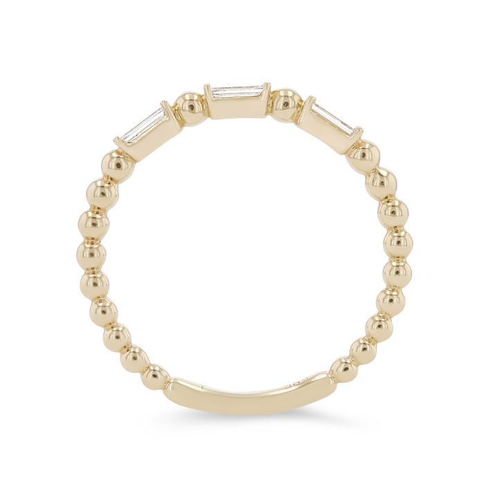White Gold 14K Beaded Baguette Diamond Wedding Band
